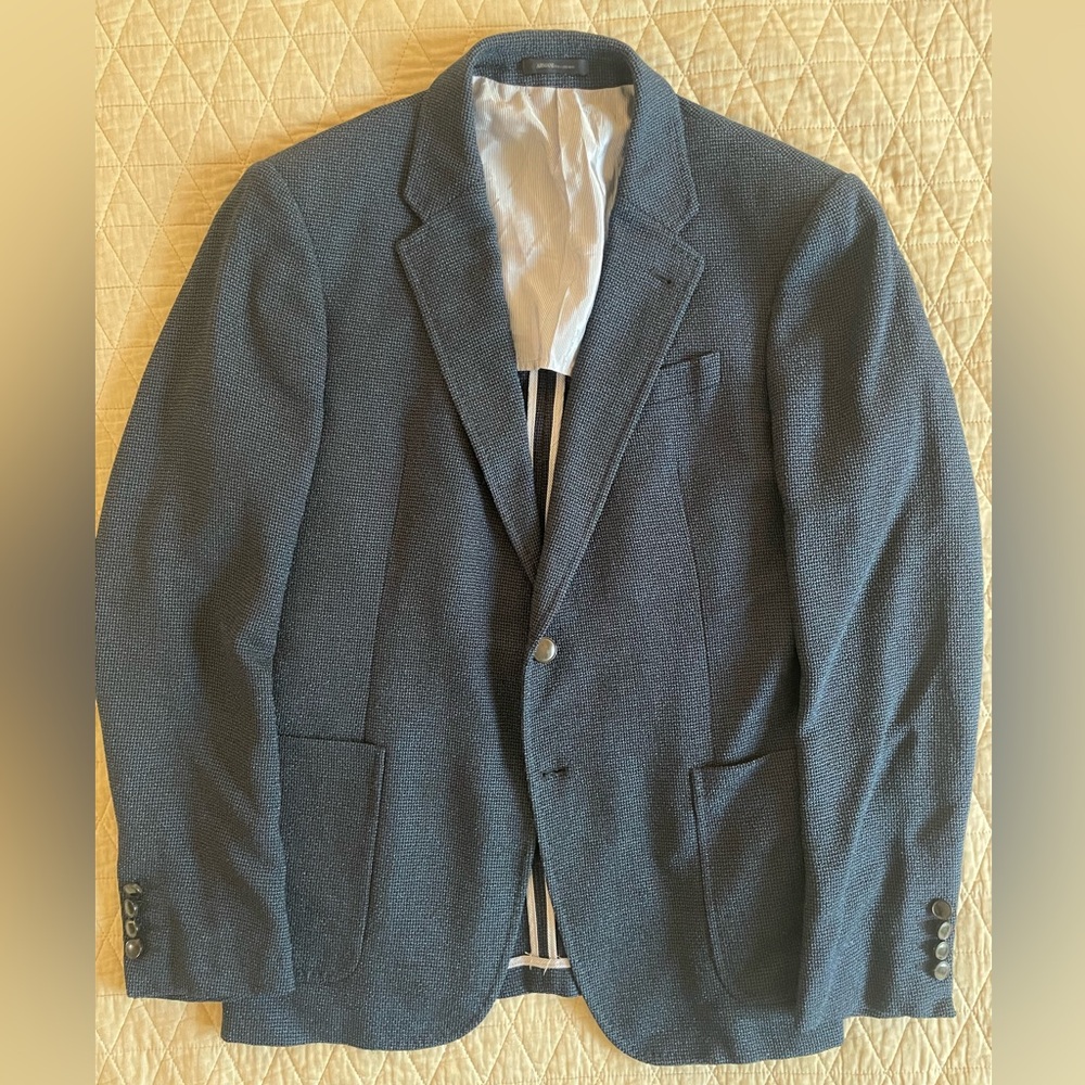 ARMANI COLLEZIONI Textured‎ Silk & Wool Hopsack Notch Lapel Jacket Size 40 R